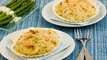Gratin d’asperges aux noix de saint-jacques avec Fruit d’Or ProActiv®