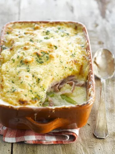 Parmentier de jambon et poireaux