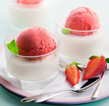 Irrésistible Panna cotta, basilic et fraise avec Carte d’Or®