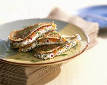 Galettes de farine de sarrasin au saumon fumé