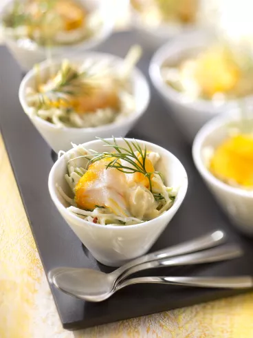 Rémoulade de céleri et pomme au haddock à la Mayonnaise de Dijon Amora ®