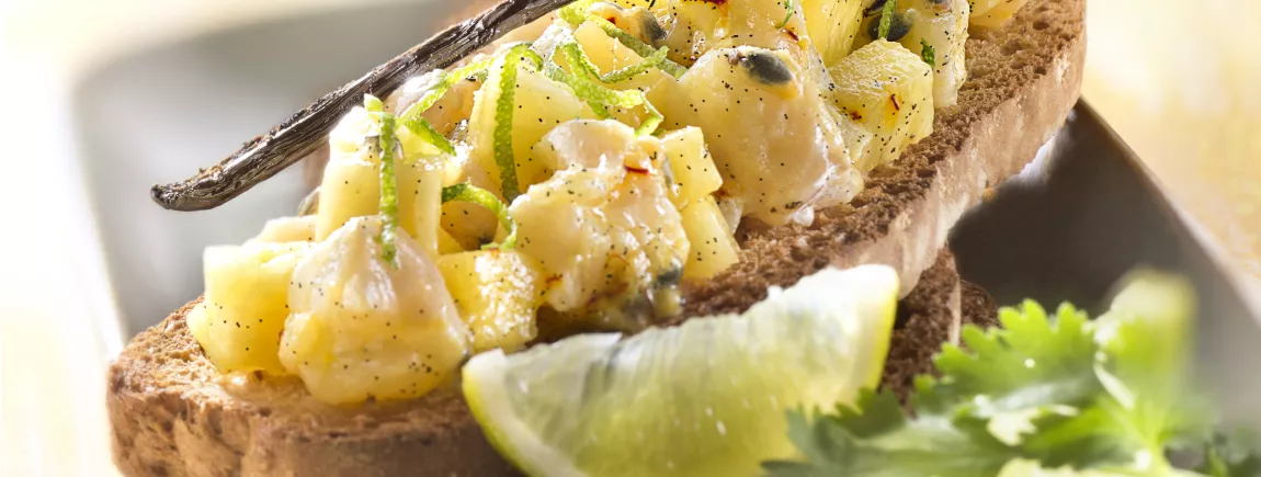 Tartine de tartare de poisson avec Pelletier® Tartine de tartare de poisson avec Pelletier®