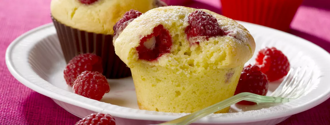 Muffins aux framboises avec Planta Fin®