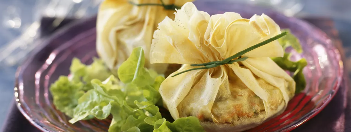 Aumônières de Saint-Jacques et fondue de poireaux Aumônières de Saint-Jacques et fondue de poireaux