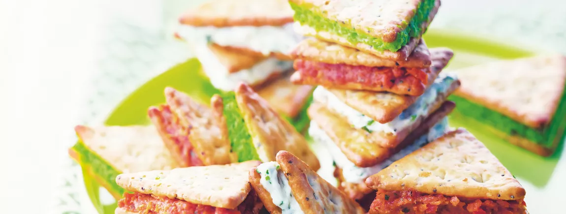 Petites pyramides chèvre, tomates et petits pois avec Belin® Petites pyramides chèvre, tomates et petits pois avec Belin®